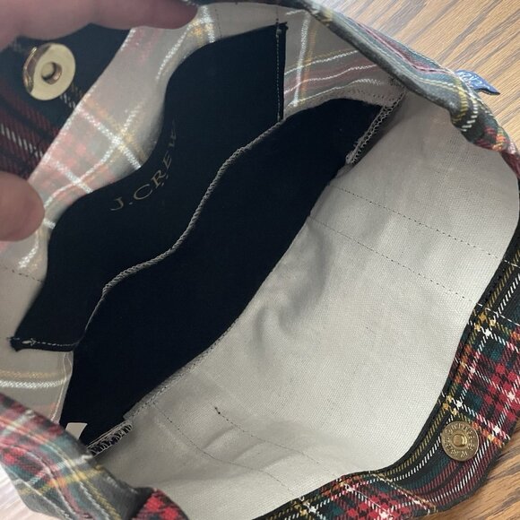 J.Crew Factory Black Tartan Plaid Preppy Holiday Mini Structured Canvas Tote Bag - Picture 11 of 12